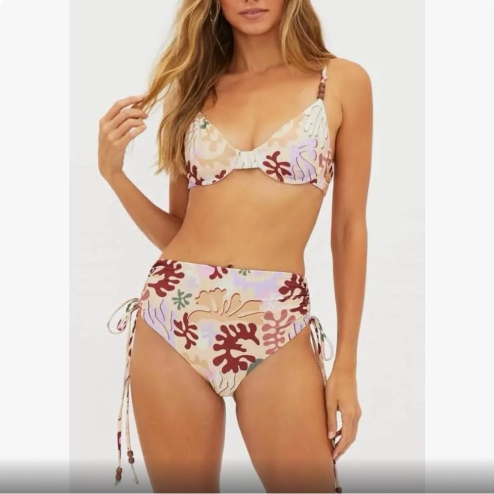 Beach Riot New High Rise Heather Bikini Bottom Festival Desert Succulent Sz L